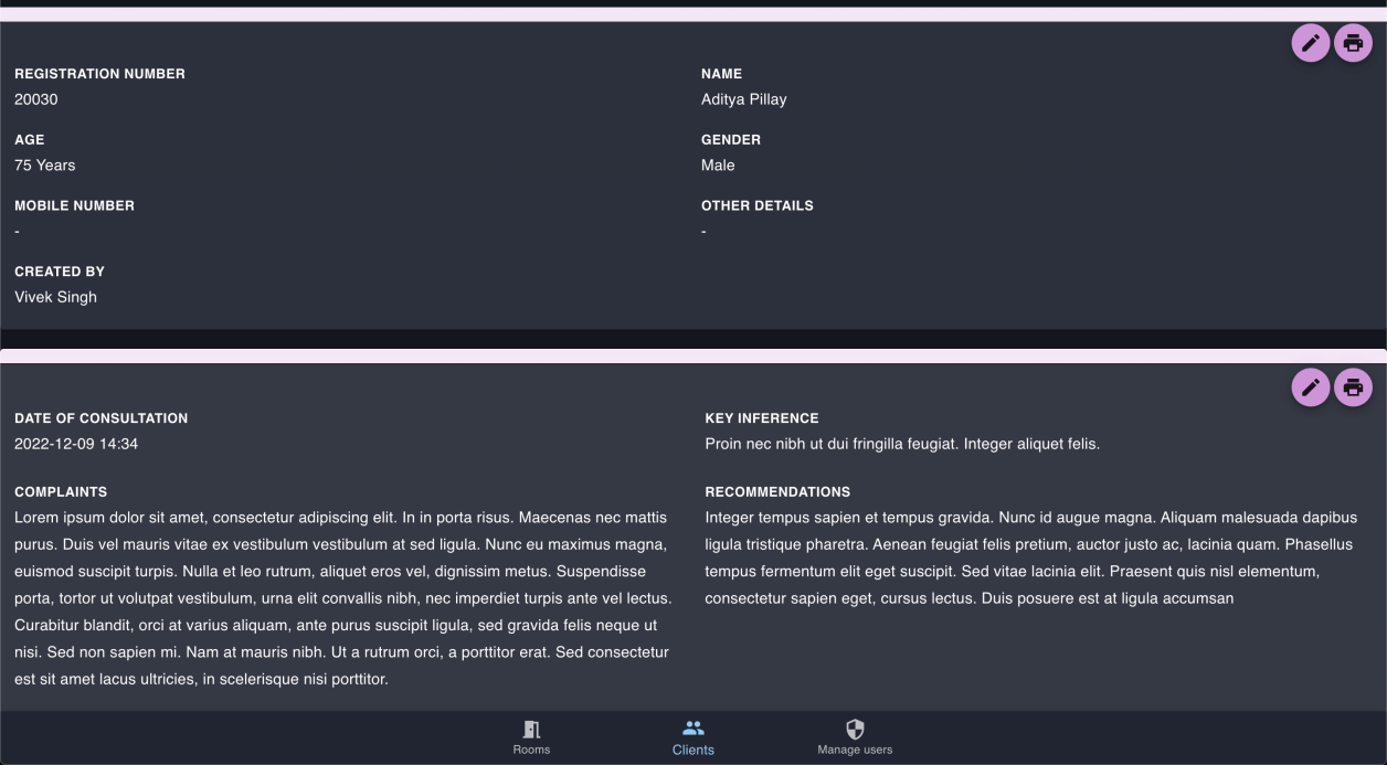 Tele Sathi Client's Consultation History