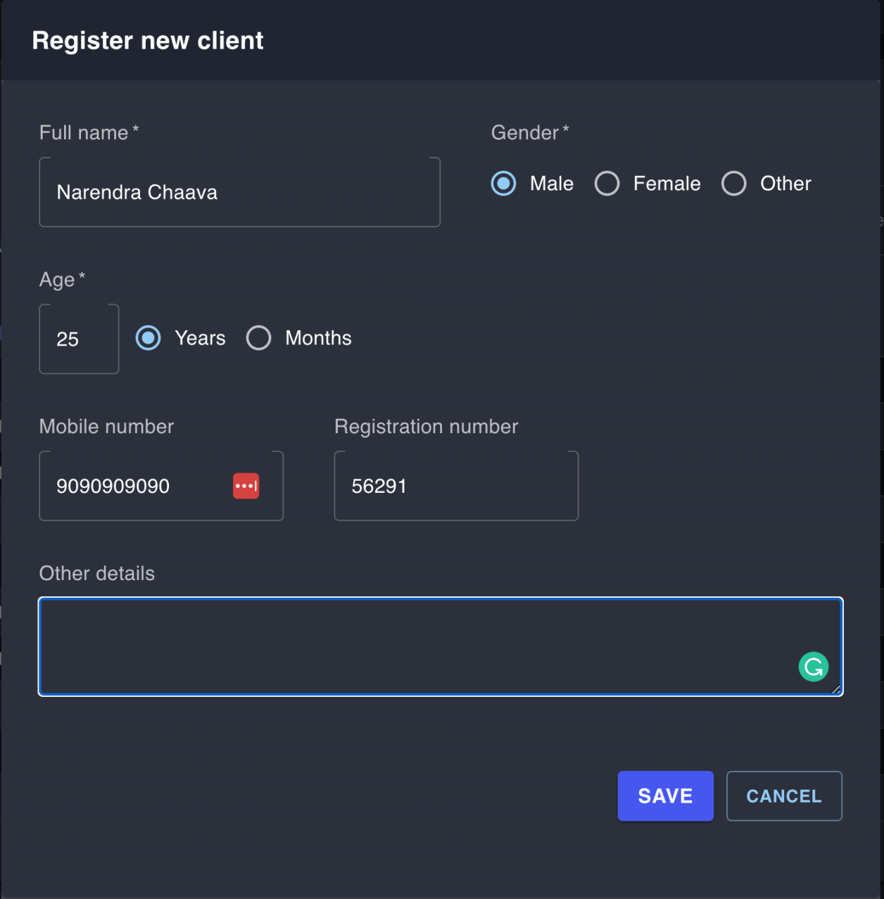 Tele Sathi Register New Client